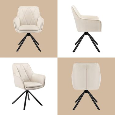 Крісла для їдальні Lestarain - обертаються, з підлокітниками, для кухні, вітальні, спальні, бежеві, комплект з 1 шт.