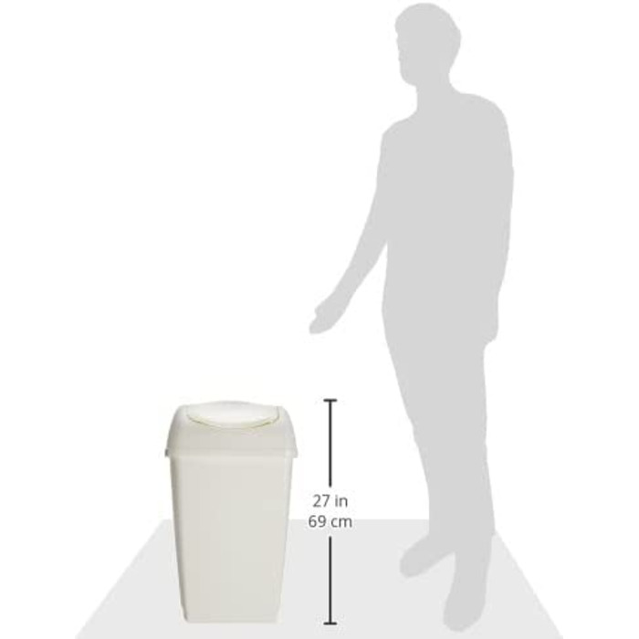 Кольорове пластикове відро axentia для кухні та ванної, відро для сміття з поворотною кришкою, місткість близько літра (50 л, білий)