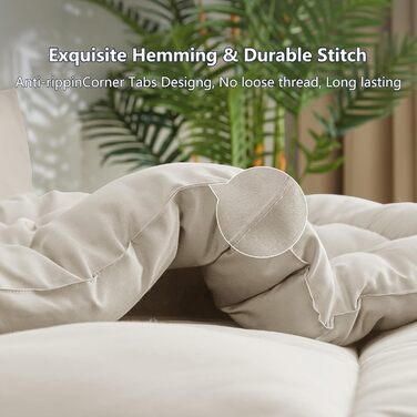 Ковдра CozyLux 200x200 см для всіх сезонів, ковдра з мікрофібри 300gsm, дихаюча ковдра, білий/бежевий (155x220 см)