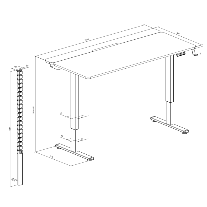 Комп’ютерний стіл з електрорегулюванням висоти OfficePro ODE1575DW