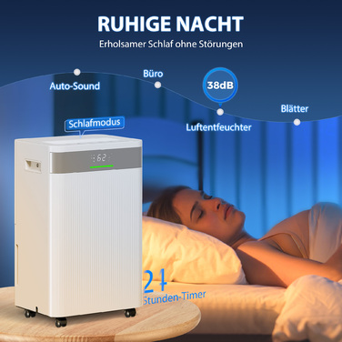 Зволожувач повітря, об'єм бака 4,5 літра, таймер на 24 години, LED-дисплей, пластиковий корпус, білий