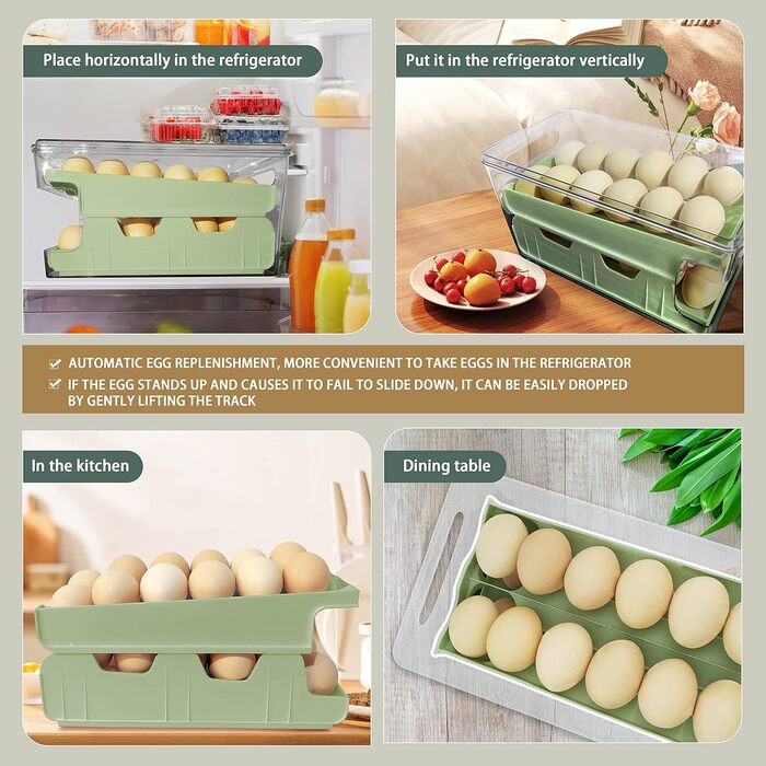 Організатор для яєць Virmate, 24 ячейки, зелений, для холодильника