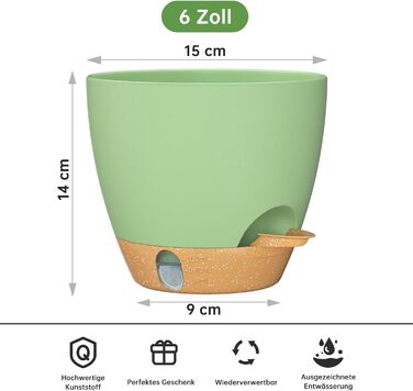 Набір горщиків для квітів ZMTECH 25 см з підставкою, пластикові, самополив, індикатор рівня води, для дому та саду (2 шт.)