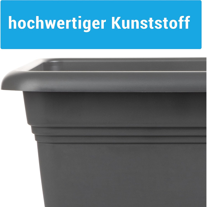 Набір квіткових горщиків 2friends 4 шт. XXL, 48 см, антрацит, пластик, для вулиці, UV-стійкий, морозостійкий, з піддоном, Made in Germany