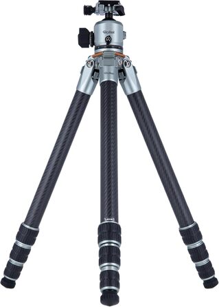 Професійний карбоновий штатив Rollei Lion Rock Pro з головкою, ультралегкий, вантажопідйомність 20 кг, висота до 147,5 см, компактний, змінні шипи для стабільності
