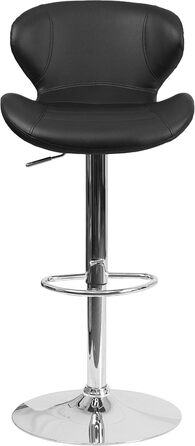 Барний стілець Flash Furniture Denville, регульована висота, з хромованою основою, спинка, 2 шт. (Чорний вініл)