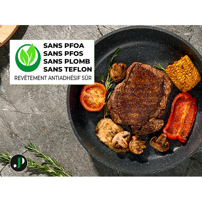 Набір кухонного посуду Just Perfecto 18 предметів з антипригарним покриттям, знімні ручки, для всіх типів плит (індукційні), без PFOA, чорний