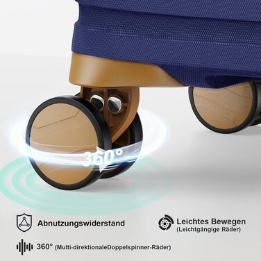 Набір валіз Joyway 6 шт. з твердим корпусом, beauty case, косметичка, 4 колеса, TSA-замок. Колір: темно-синій/коричневий