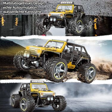 Радіокерований позашляховик Monstertruck 1/22 для дітей від 6 років, 2.4GHz, водонепроникний (2 акумулятори)