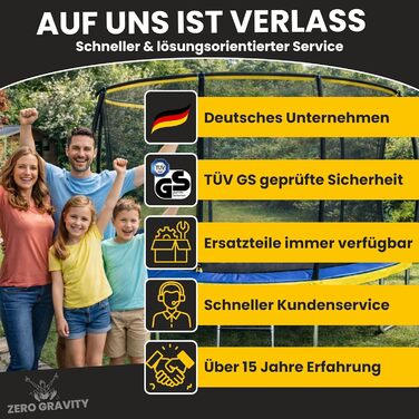 Батут Zero Gravity Ultima 4 Ø366 см: Комплект з драбиною, чорний, TÜV GS, швидке складання для вулиці