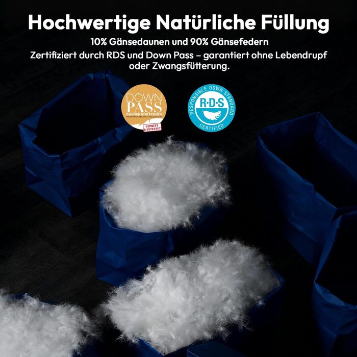 Преміум ковдра з гусячого пуху та пера 135x200 см, цілорічна, з біо-бавовни, сертифікація Öko-TEX 100, DOWN Pass, RDS, 135 x 200 см