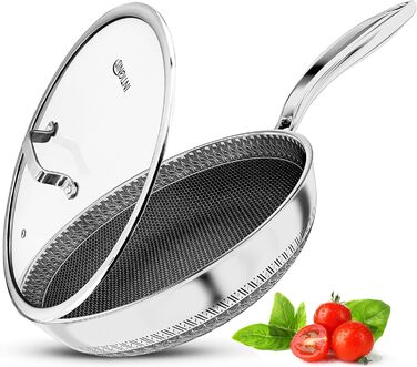 Сковорода INTIGNIS® з кришкою – 30 см / 12 дюймів / 6 л – з антипригарним покриттям | Стійка до подряпин | Глибока | Без хімікатів | Сковорода з нержавіючої сталі