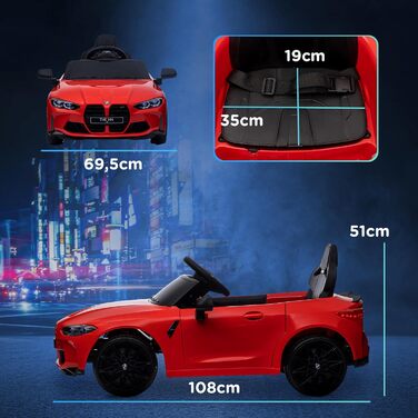 Дитячий електромобіль 12V з пультом, підвіскою, LED, USB, MP3, для дітей 3-5 років, білий (червоний)