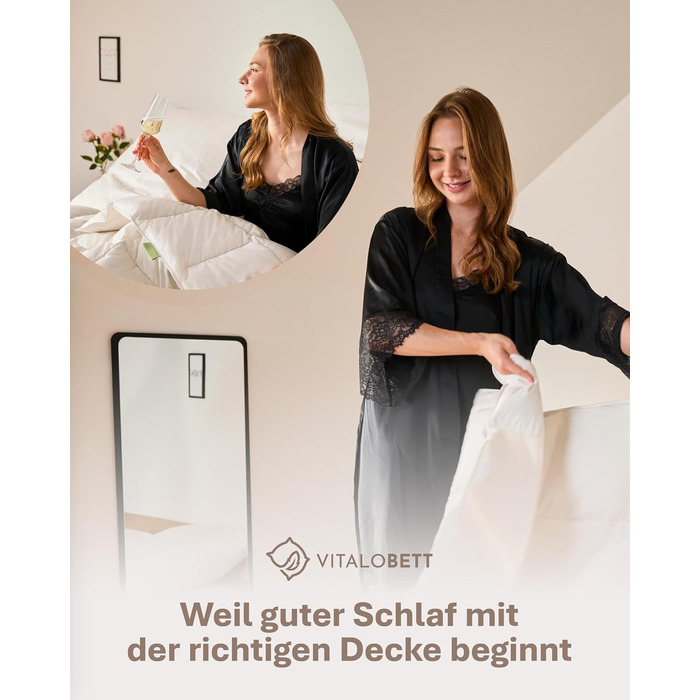 Зимовий ковдрик 135x200 см з пуховою начинкою 1080г - ковдра з бавовняним покриттям, дихаюча та придатна для прання до 60°C, сертифікат Ökotex