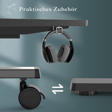 Електричний стіл JUMMICO з регулюванням висоти, з USB-роз'ємом та кабельною гондолою (білий/чорний)