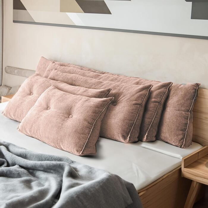 Підголовник Björn&Schiller для спини - подушка для ліжка та дивана, клиновидна подушка, спинка для стіни, сидіння, подушка для стіни, велика знімною обложкою (шампань, 70 см)