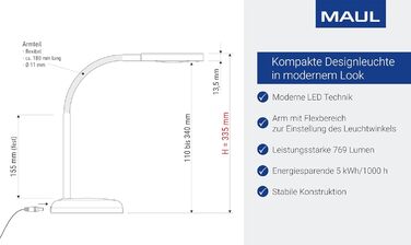 Світлодіодна настільна лампа Maul MAULjoy Гнучка, сучасна настільна лампа 3000K теплий білий Лайм
