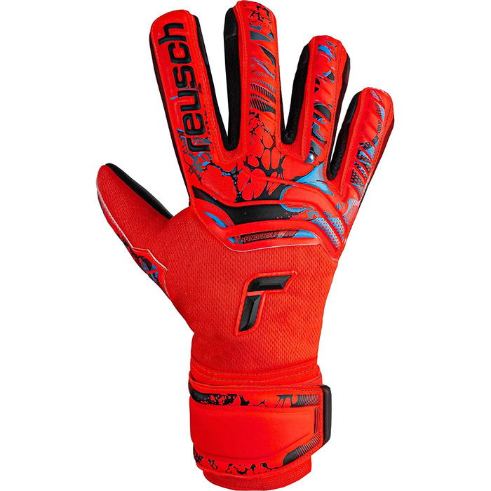 Молодіжні воротарські рукавички Reusch унісекс Attrakt Evolution Finger Support Junior з хорошим захопленням і внутрішнім швом (7.5, червоний / синій / чорний)