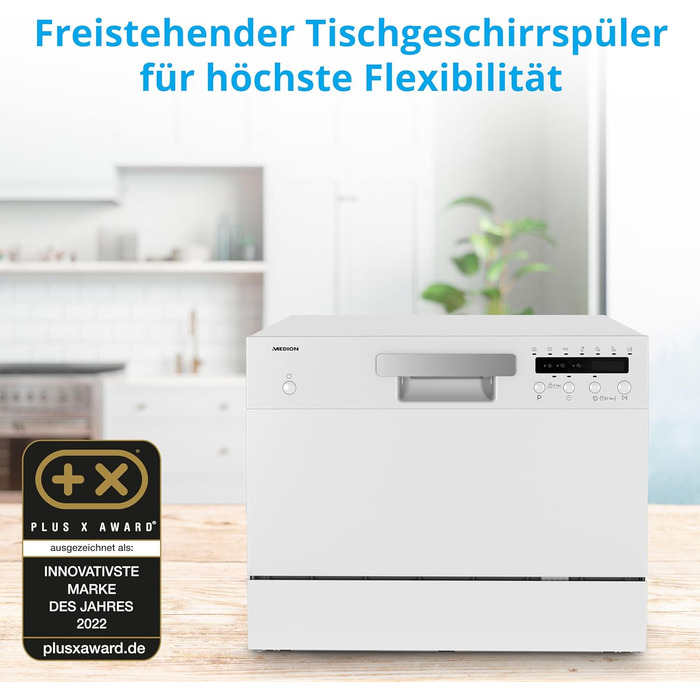 Посудомийна машина MEDION DWT60: 6 комплектів, 7 програм, ECO, AquaStop, LED дисплей, захист від дітей