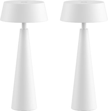 2 шт. Білі бездротові настільні лампи з акумулятором, регульоване освітлення 3000K-6000K, IP54, USB-C, для дому та вулиці, балкону, обіднього столу, білі