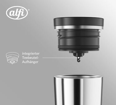 Термокружка Alfi ISO COFFEE MUG PRO: нержавіюча сталь, 0.38 л, для кави з собою, зберігає тепло 6 год, холод 12 год, BPA-free, миється в посудомийній машині