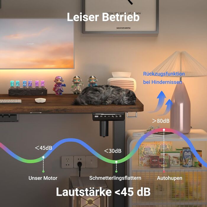 Регульований стіл з USB-C зарядкою 140 x 60 см, функція пам'яті. Стабільний електричний стіл, стоп-стіл, регульований комп'ютерний стіл (Колір: Коричневий, Розмір: 200 x 80 см)