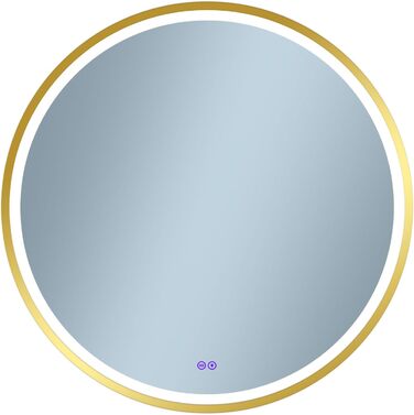 Дзеркало для ванної кімнати Home Glow LED кругле 80 см з підсвічуванням, антизапарюванням, сенсорним вимикачем та металевим каркасом, золото