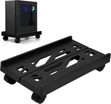 Підставка для ПК на колесах, візок для комп'ютерної вежі, регульована платформа для CPU, підставка для комп'ютера під стіл, візок для комп'ютера, принтера, домашнього офісу, геймінгу, до 80 кг