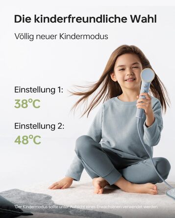 Компактний фен для волосся Laifen Mini з безщітковим двигуном (110 000 об/хв) та іонізацією, швидкий та тихий дорожній фен, синій