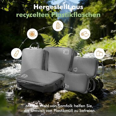 Набір компресійних органайзерів для валізи та рюкзака з нейлону, дорожні сумки-пакувальники для одягу, сірі, 5 предметів