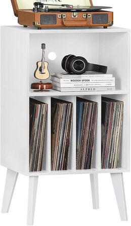 Сумка для вінілових платівок на 160 платівок, органайзер для вінілу, підставка для програвача, білий, Mid-Century дизайн