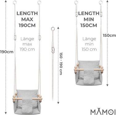 Дитяча гойдалка-крісло MAMOI® для дітей, дерев'яна гойдалка для дверного отвору, світло-сіра