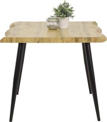 Стол Hela Tische Gabi квадратний з імітацією текстури дерева, шпон дикий дуб, чорне металеве обрамлення, 90x90 см