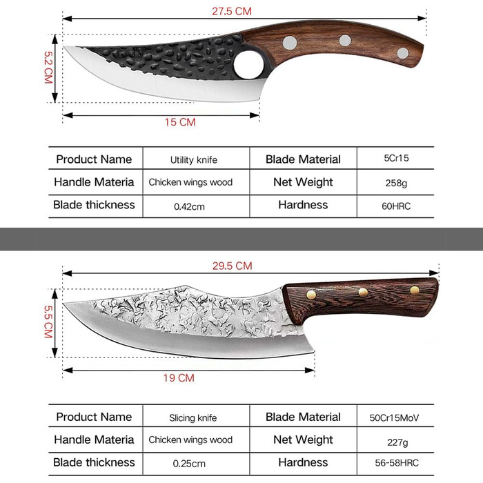 Набір кухонних ножів 2 шт. ручної роботи з піхвою - професійні шеф-ножі для дому, японська гострота