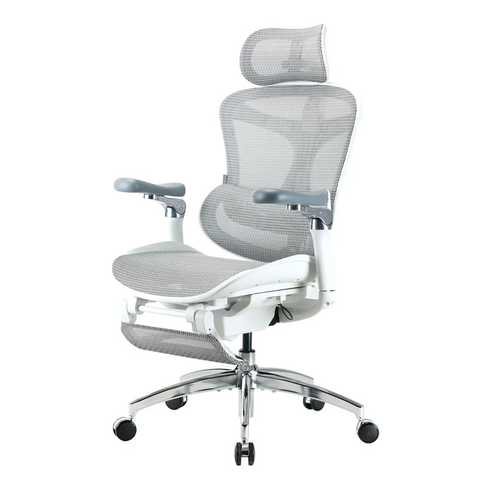 Ергономічне офісне крісло Doro C300 Pro white з підставкою для ніг