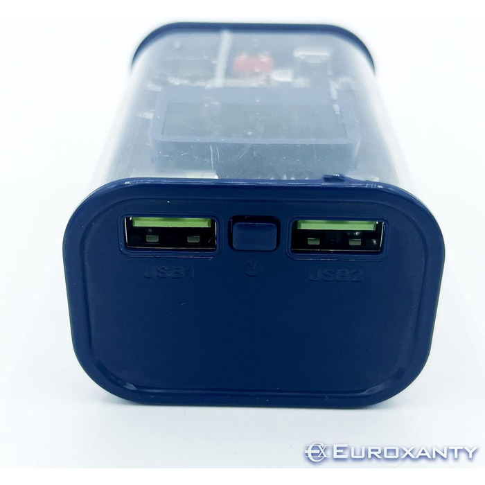 Павербанк EUROXANTY 20 000 мАг портативний акумулятор з РК-дисплеєм Прозорий USB Powerbank синій