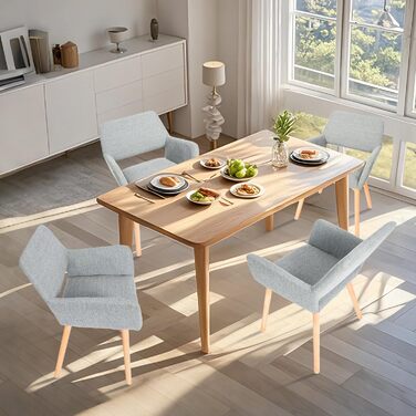 Набір з 2-х м'яких крісел для їдальні CangLong, сірого кольору, з масивними дерев'яними ніжками, для кухні, їдальні та вітальні