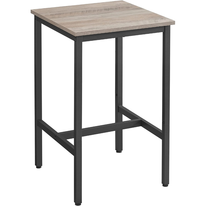 Високий стіл, барний стіл, квадрат, сталевий каркас, 60 x 60 x 92 см, легка збірка, для кухні, вітальні, індустріальний стиль, сільський коричневий і чорний LBT25 шт. (сірий чорний)