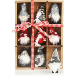 Підвіска Санта-Клауса com-four 9 шт. преміум-класу для різдвяної ялинки, чарівні фігурки різдвяної ялинки, підвіска у вигляді підвіски на дереві, різдвяні прикраси (дизайн 62-Норвезька шапка)