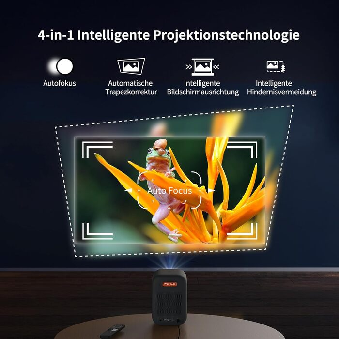 WEMAX Mini проєктор: 4K, 1080p, Smart, Dolby Audio, WiFi, Bluetooth. Підтримка Netflix та Google TV для дому та на вулицю