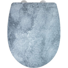 Сидіння унітазу WENKO з глянцевою поверхнею, Кришка унітазу з автоматичним опусканням виготовлена з термопластичного матеріалу, придатного для вторинної переробки, розміри (Ш x г) 36,5 x 45 см, багатобарвна (цементний рельєф)