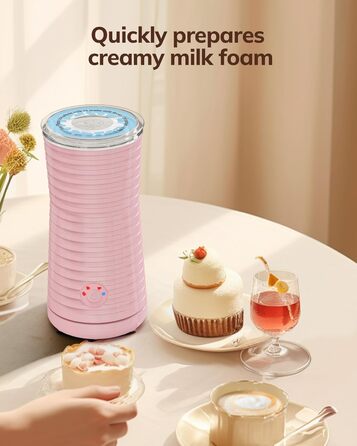 Morpilot Електричний спінювач молока 4-в-1, для лате, капучино, макіато (рожевий)