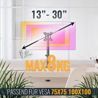 Кріплення для монітора RICOO TS7011: підставка для екрану 12-27 дюймів, VESA 75/100, кріплення до столу