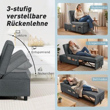 Багатофункціональний диван-ліжко 4-в-1: розкладне крісло зі спальним місцем, регульованою спинкою та подушкою