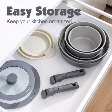 Набір каструль SENSARTE з керамічним покриттям (17 предметів), антипригарне, для всіх плит, безпечне, сумісне з посудомийною машиною та духовкою