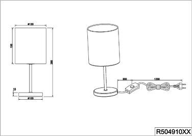 Торшер Reality Leuchten Jerry R50491001: металевий, хром, абажур з тканини білого кольору, цоколь E14