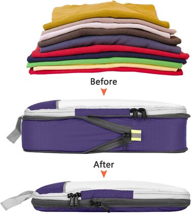 Набір компресійних органайзерів для одягу в подорожі Gonex, 6 предметів, фіолетовий — міцні органайзери для валізи та зберігання речей