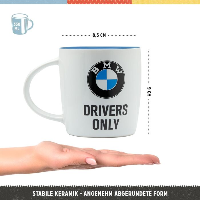 Кружка для кави Nostalgic-Art Retro, BMW - Drivers Only - ідея для подарунка, керамічна кружка, вінтажний дизайн (50 символів)