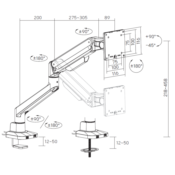 Настільне кріплення для монітора OfficePro MA601G Gray