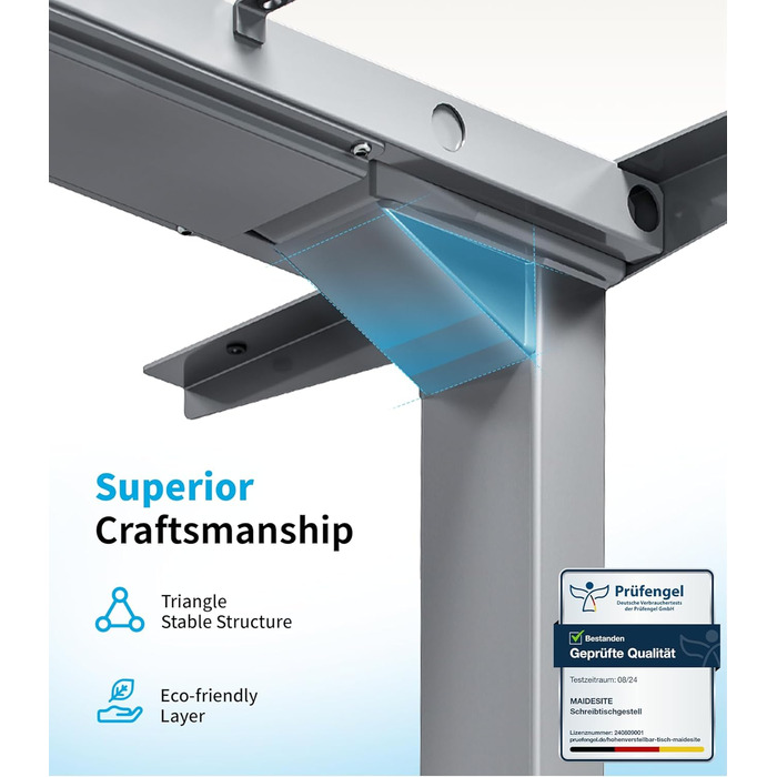 Електричний регульований стіл MAIDeSITe T2 Pro Plus сірий: 2 мотори, 4 пам'яті, нагадування про зміну положення